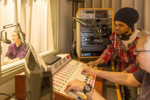 UNHM students in recording studio